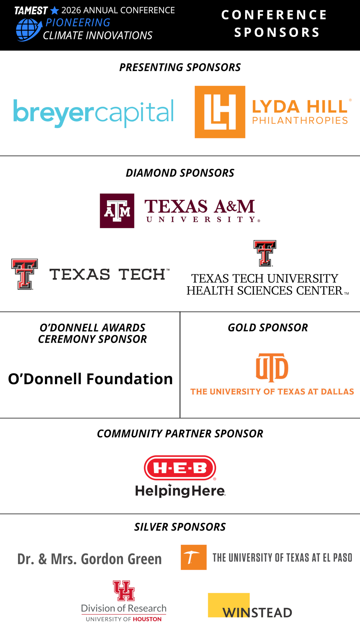 TAMEST 2026 Annual Conference Sponsors