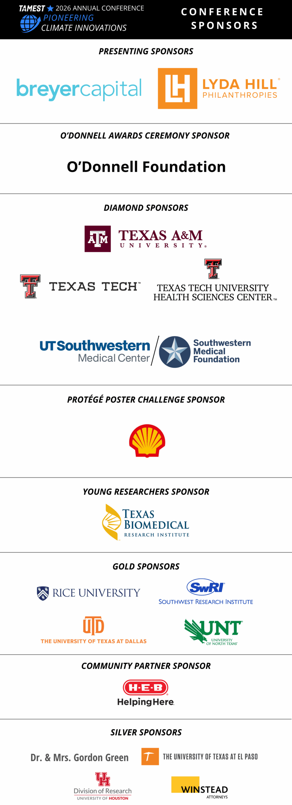 TAMEST 2026 Annual Conference Sponsors