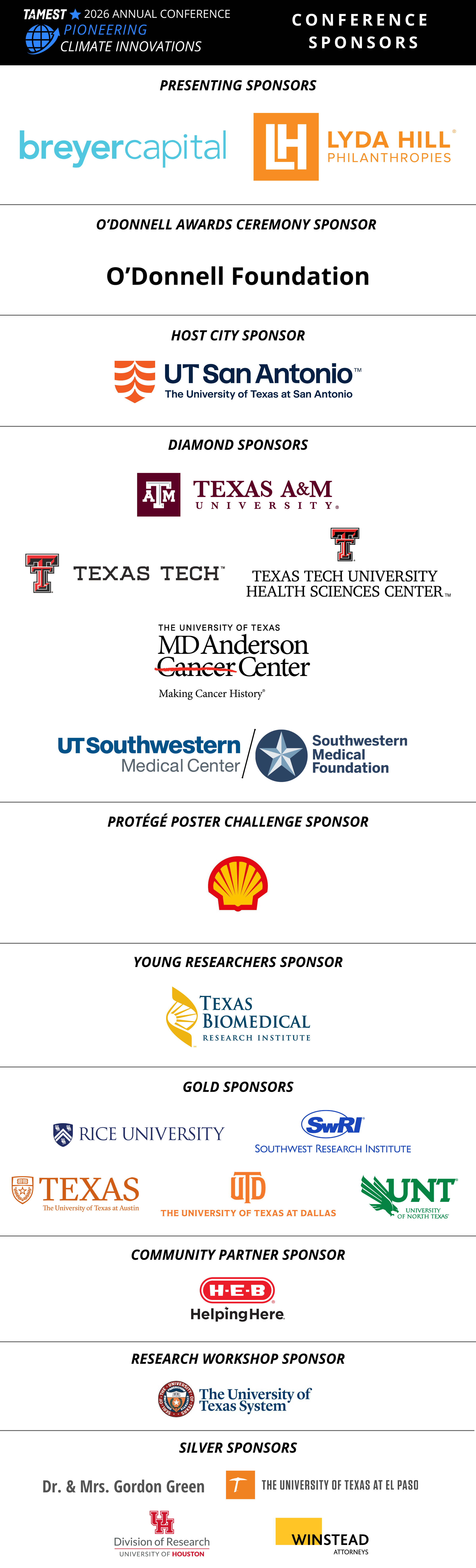 TAMEST 2026 Annual Conference Sponsors