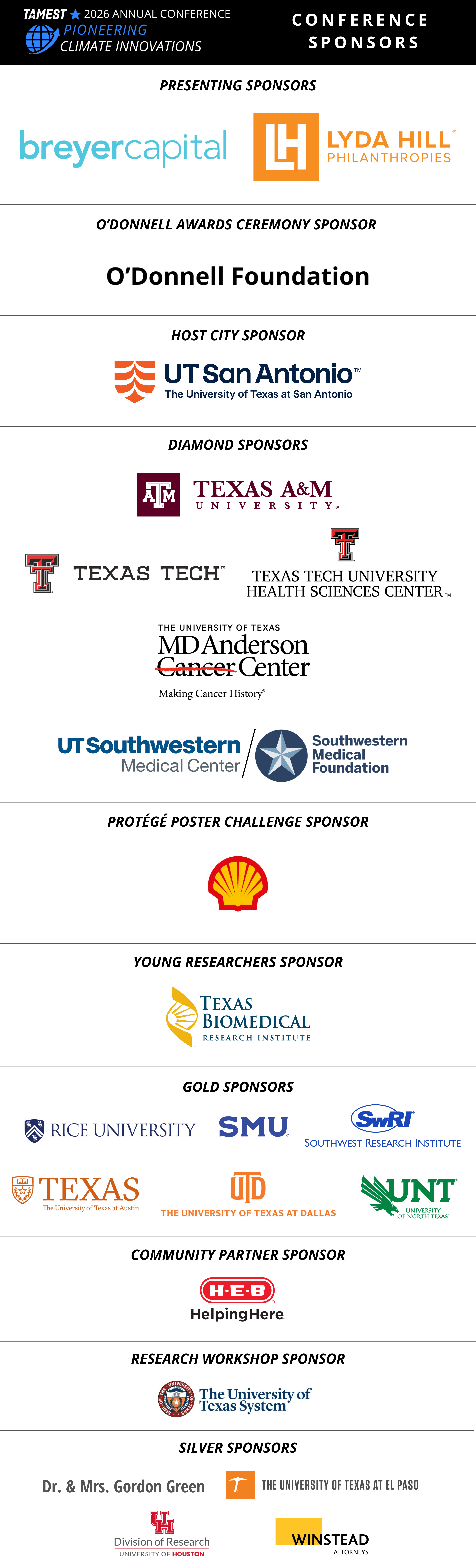 TAMEST 2026 Annual Conference Sponsors